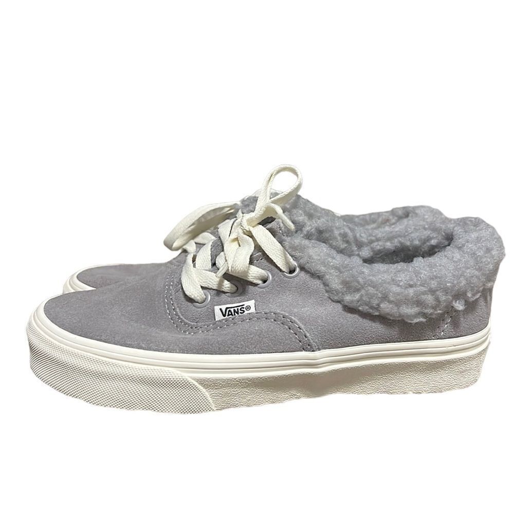 Vans Sherpa Sneaker Woman's Size 5.5 Gray Cozy Hug Suede Lined Lace Up Casual